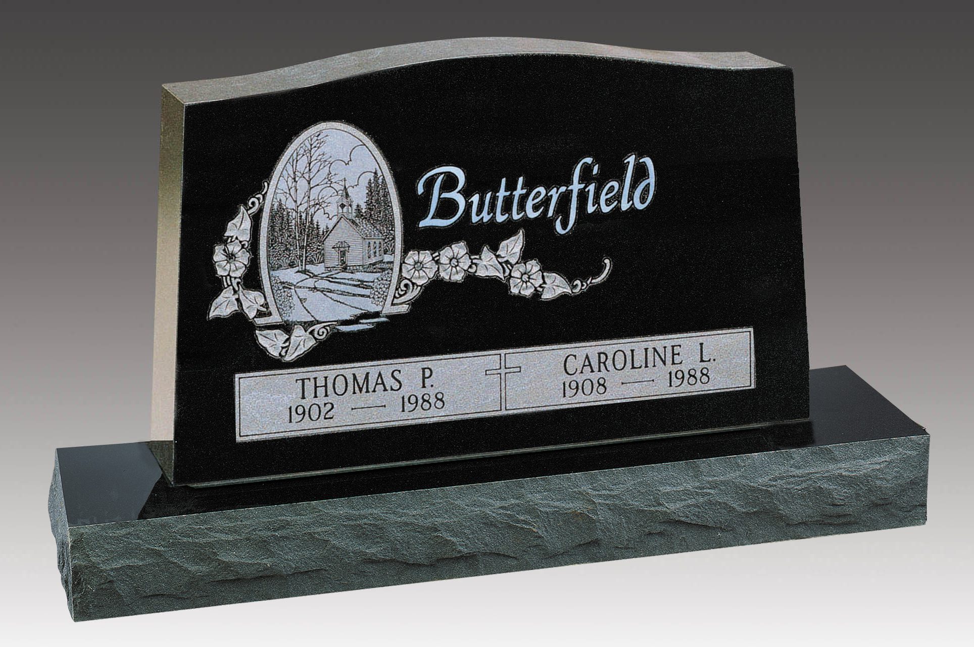 Granite Upright Memorial-Butterfield-India Black